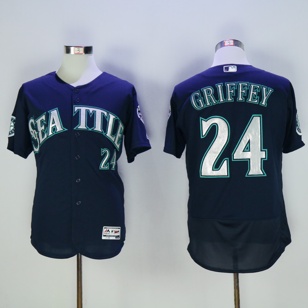 Men Seattle Mariners #24 Griffey Blue MLB Jerseys->seattle mariners->MLB Jersey
